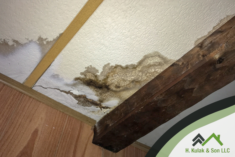 Water stains on a ceiling - Signs of roof damage - New Britain Roofer
