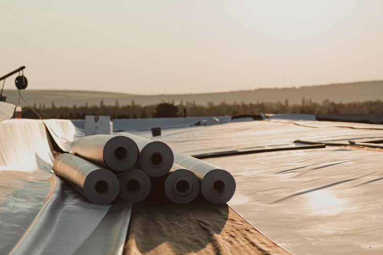 Durable TPO commercial roofing system installation on a business in Southington.