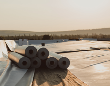 Close-up of TPO roof membranes in Canton