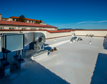 Close-up of TPO roof membrane